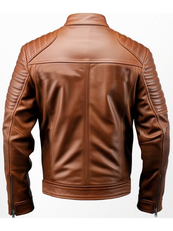 Men’s Classic Swiss Brown Cafe Racer Leather Jacket