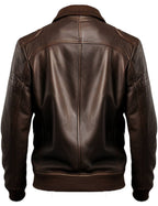 Men Dark Brown Leather Bomber Jacket – Brown Bomber Leather Jacket