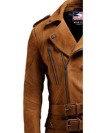 Men’s Double Belted Suede Leather Jacket