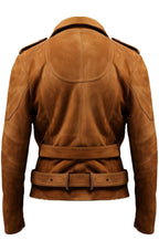 Men’s Double Belted Suede Leather Jacket