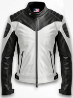 Men’s Faux Leather Jacket - White and Black Jacket