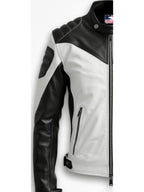 Men’s Faux Leather Jacket - White and Black Jacket