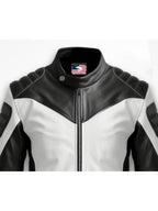 Men’s Faux Leather Jacket - White and Black Jacket