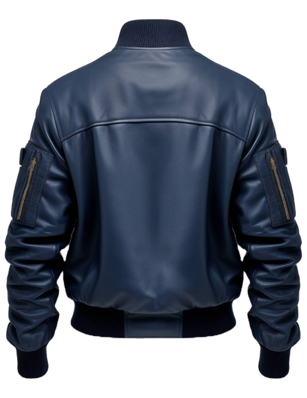 Men Flight Bomber Blue Leather Jacket – Bomber Leather Jacket