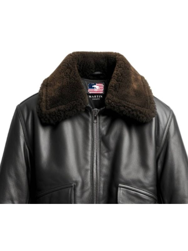 Men’s G1 Black Leather Flight Bomber Jacket