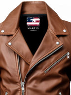 Men Jordan Brown Biker Leather Jacket
