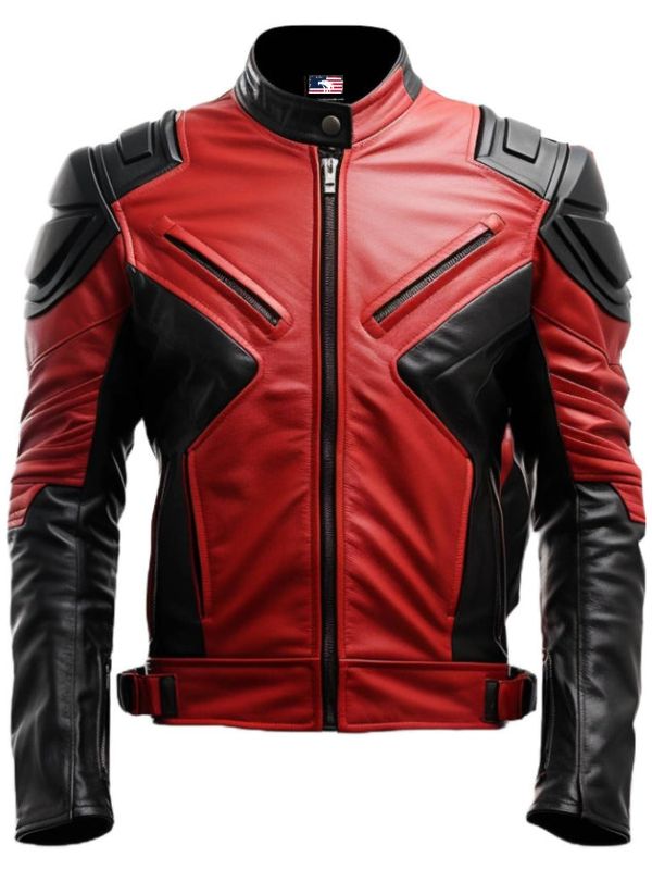 Men’s Faux Leather Red and Black Jacket