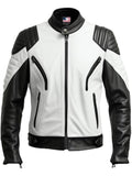 Men’s White and Black Leather Jacket – Biker Style