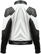 Men’s White and Black Leather Jacket – Biker Style