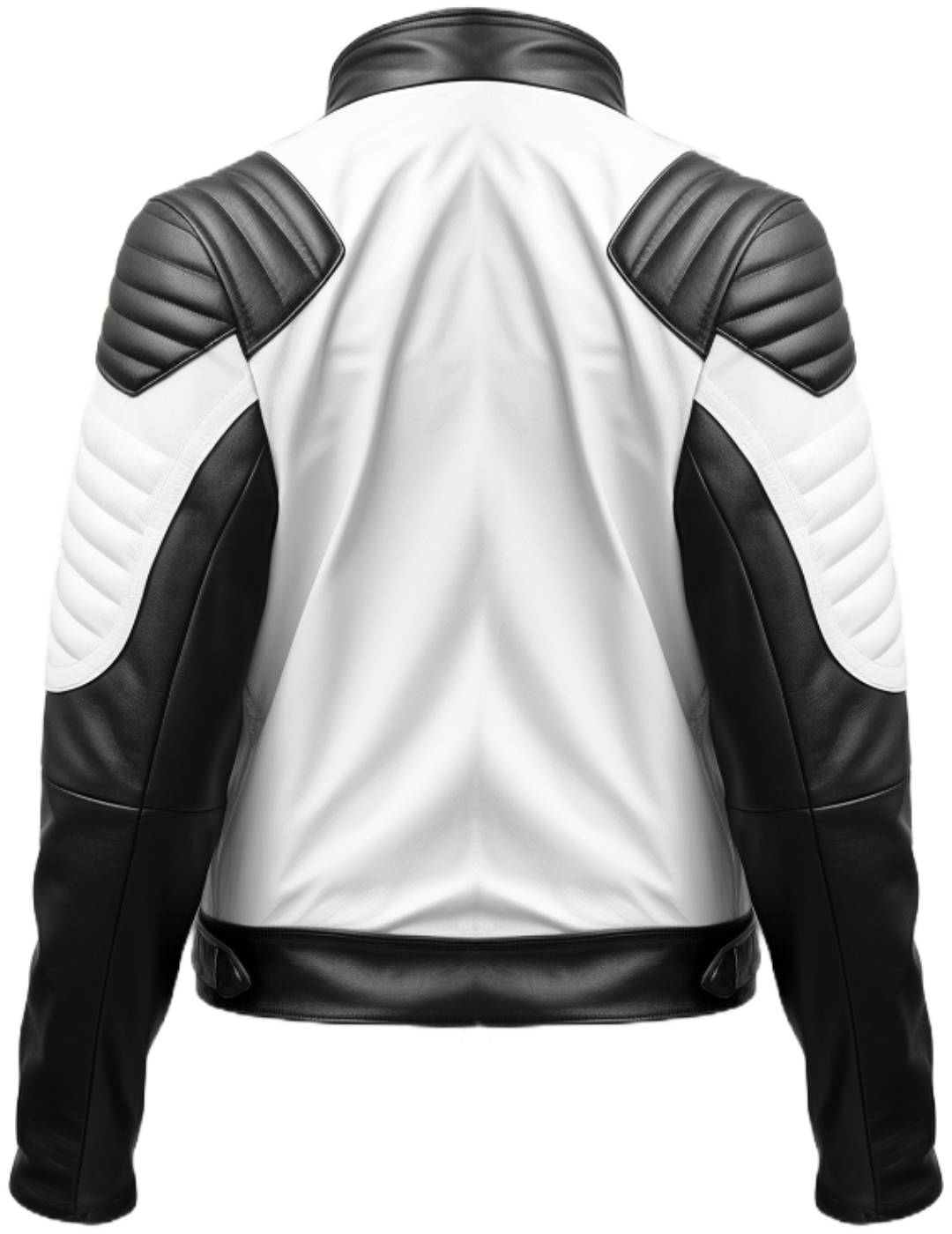 Men’s White and Black Leather Jacket – Biker Style