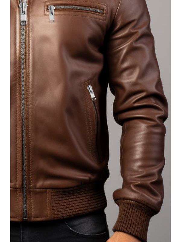 Men’s Michael Clark Brown Leather Hooded Jacket