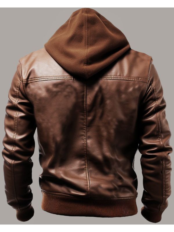 Men’s Michael Clark Brown Leather Hooded Jacket