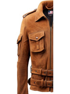 Men’s Military Style Suede Leather Jacket