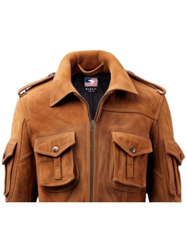 Men’s Military Style Suede Leather Jacket