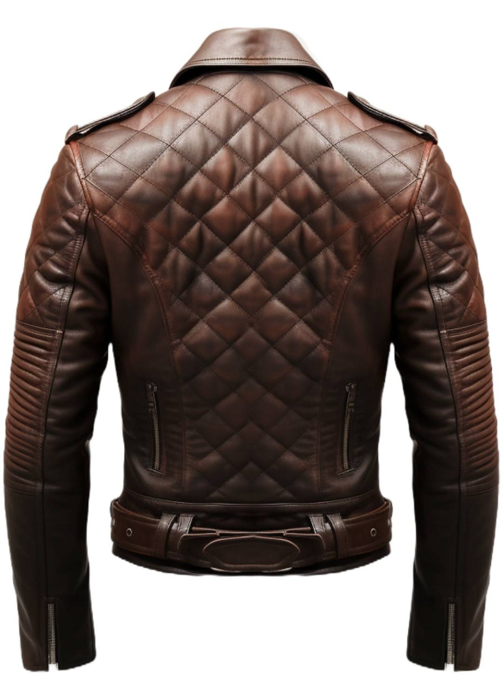 Men’s Quilted Biker Brown Leather Jacket