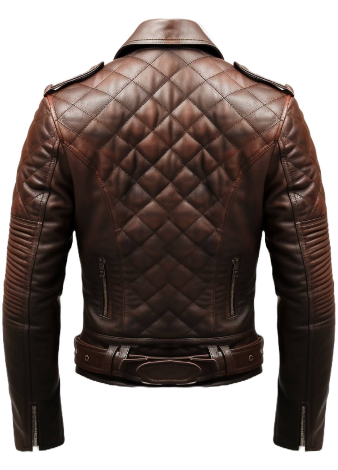 Men’s Quilted Biker Brown Leather Jacket