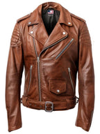 Men’s Real Leather Brown Biker Jacket