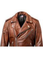 Men’s Real Leather Brown Biker Jacket