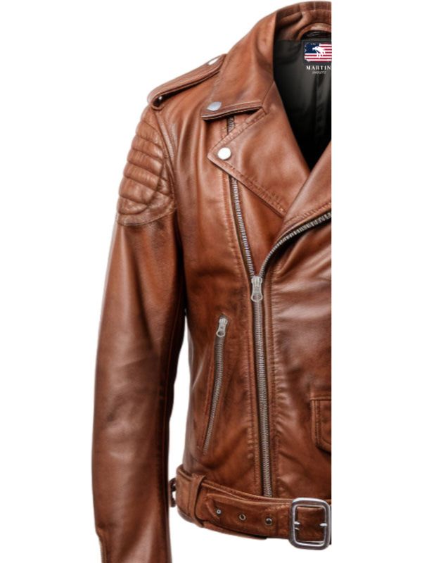 Men’s Real Leather Brown Biker Jacket