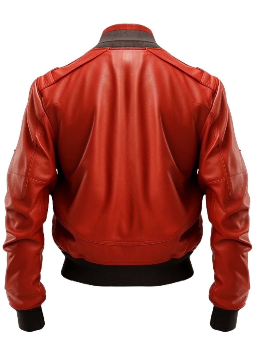 Men Red Leather Bomber Jacket