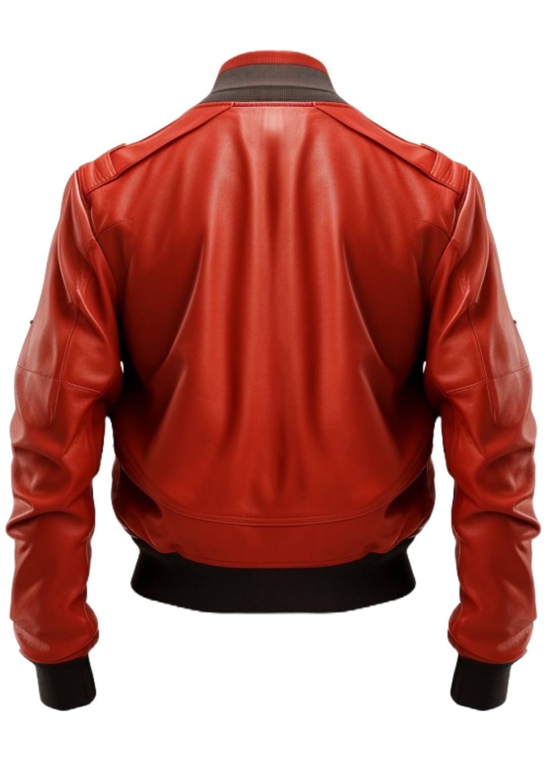 Men Red Leather Bomber Jacket