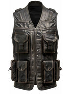 Men’s Rub Off Military Leather Vest