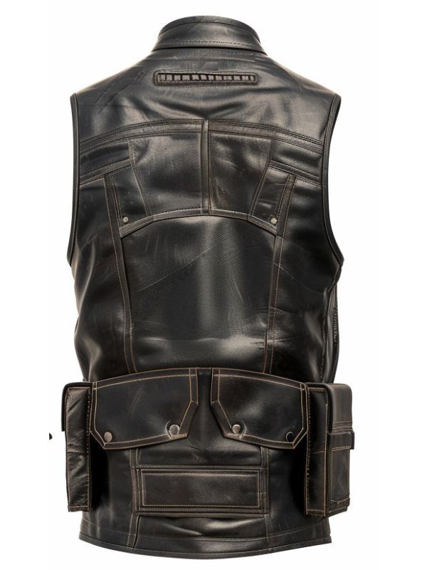 Men’s Rub Off Military Leather Vest