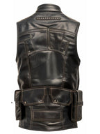 Men’s Rub Off Military Leather Vest