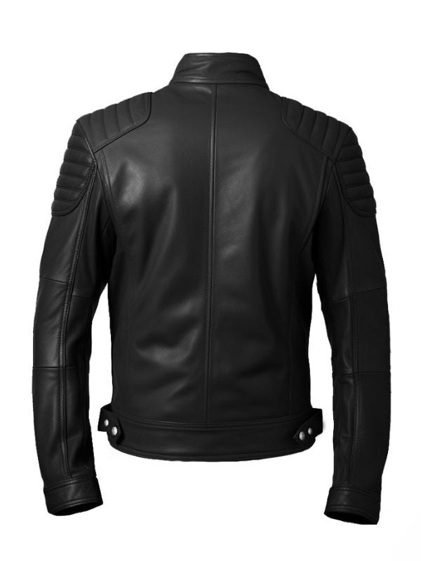 Men Slimfit Style Black Leather Jacket