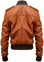 Men’s Strap Pocket Bomber Leather Jacket