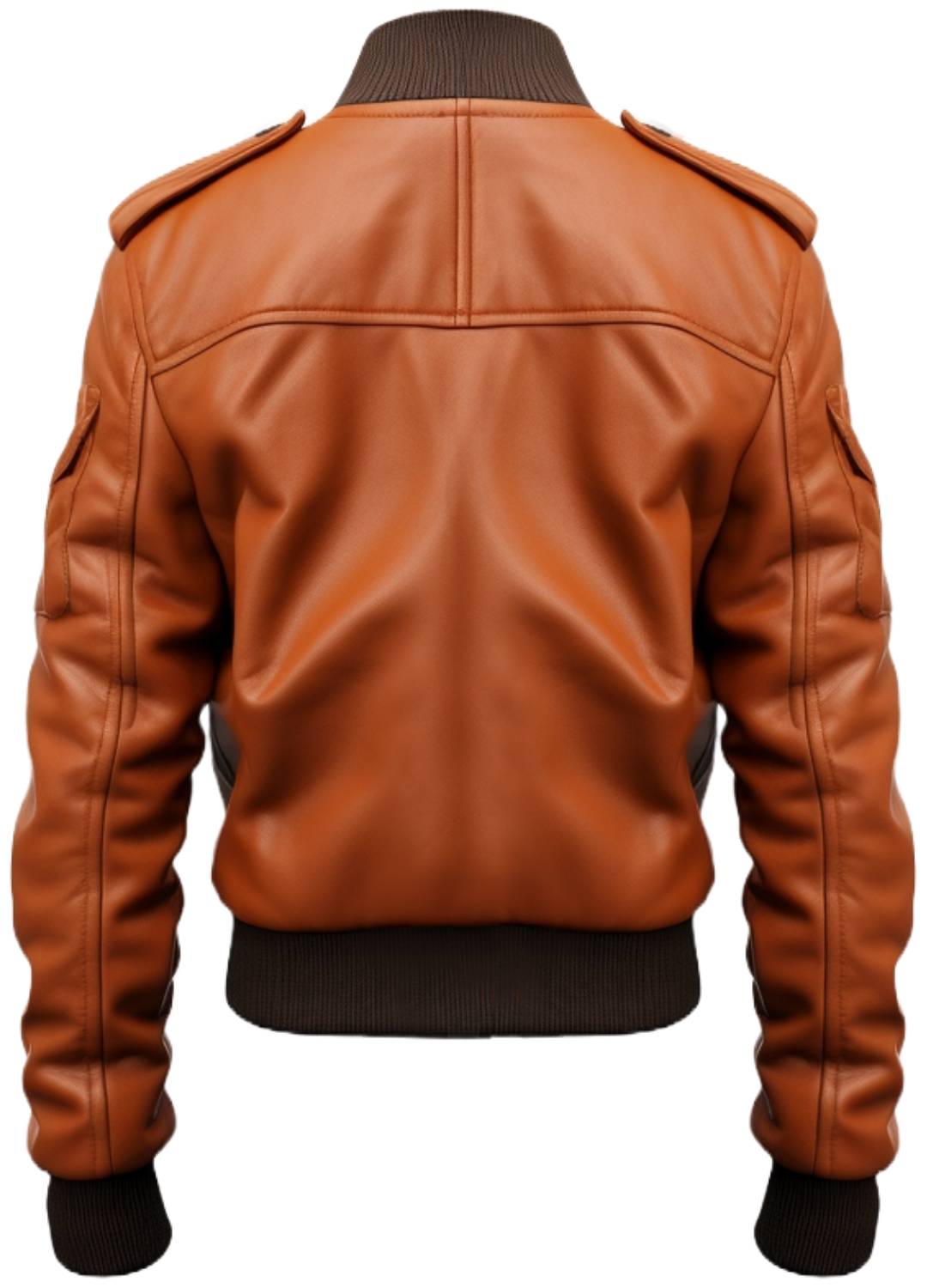 Men’s Strap Pocket Bomber Leather Jacket