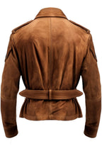 Men’s Strap Pockets Suede Leather Jacket