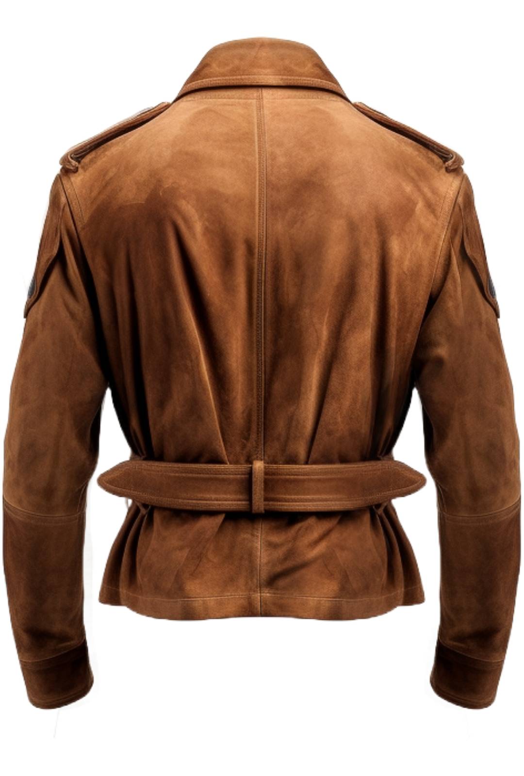 Men’s Strap Pockets Suede Leather Jacket