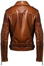 Men’s Stylish Belted Brown Vintage Leather Biker Jacket