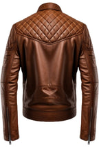 Men’s Brown Racer Cafe Moto Leather Jacket – Biker Jacket Men