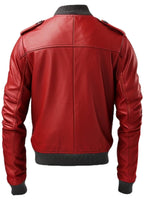Men’s Stylish Red Bomber Leather Jacket