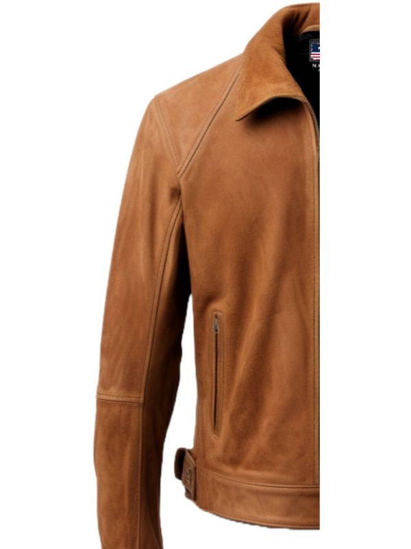 Men’s Camel Brown Suede Leather Jacket