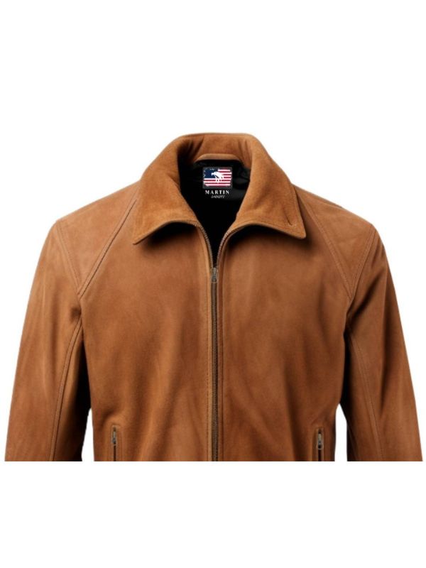 Men’s Camel Brown Suede Leather Jacket