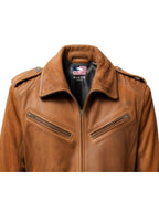 Men’s Suede Leather Jacket – Camel Brown