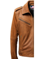 Men’s Suede Leather Jacket – Camel Brown