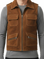 Men Suede Leather Vest