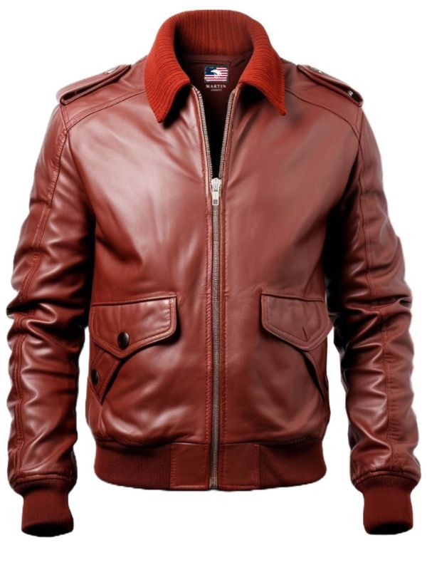 Men’s Tan Brown Bomber Leather Jacket – James Brown Leather Jacket