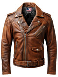 Men’s Vintage Biker Brown Leather Jacket – Vintage Brown Leather Jacket