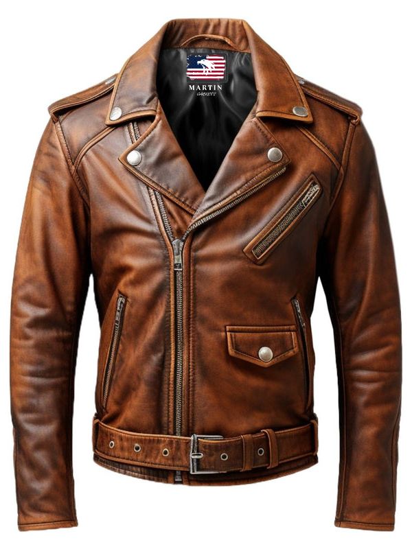Men’s Vintage Biker Brown Leather Jacket – Vintage Brown Leather Jacket