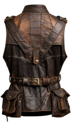 Men’s Vintage Brown Military Leather Vest