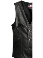 Men's Lightweight Black Genuine Leather Vest