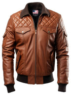 Men's Leather Bomber Jacket