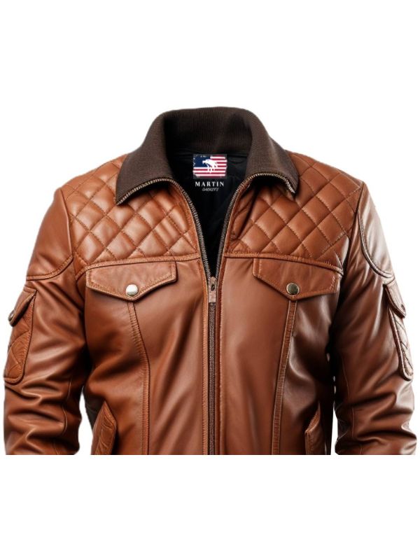Men's Leather Bomber Jacket