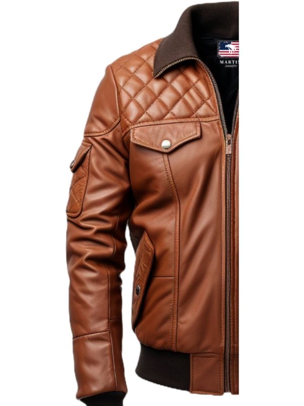 Men's Leather Bomber Jacket