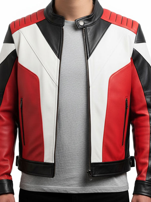 Men’s Faux Leather Red and Black Leather Jacket